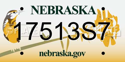 17513S7 Nebraska License Plate