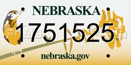 1751525 Nebraska License Plate
