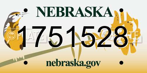 1751528 Nebraska License Plate