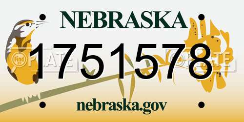 1751578 Nebraska License Plate
