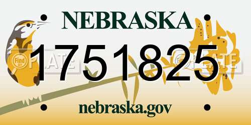 1751825 Nebraska License Plate