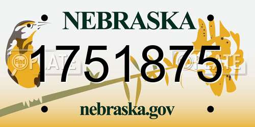 1751875 Nebraska License Plate