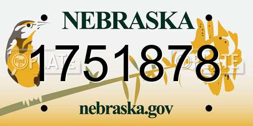 1751878 Nebraska License Plate