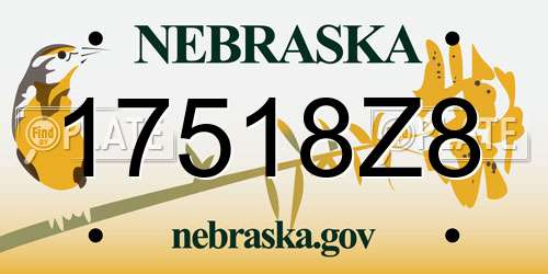 17518Z8 Nebraska License Plate