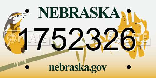 1752326 Nebraska License Plate