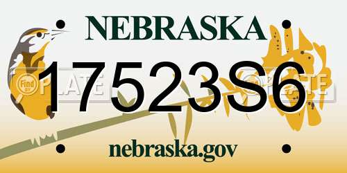 17523S6 Nebraska License Plate