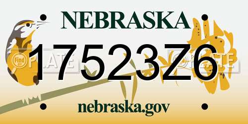 17523Z6 Nebraska License Plate