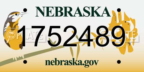 1752489 Nebraska License Plate