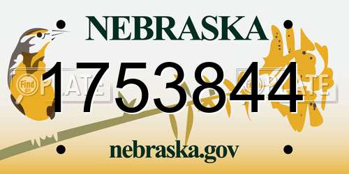 1753844 Nebraska License Plate