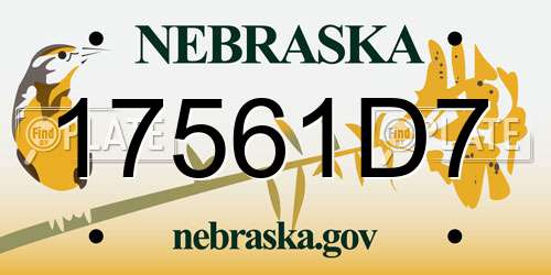 17561D7 Nebraska License Plate