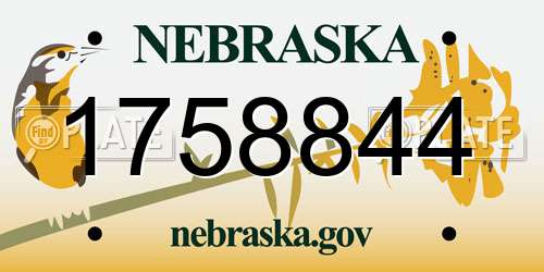 1758844 Nebraska License Plate