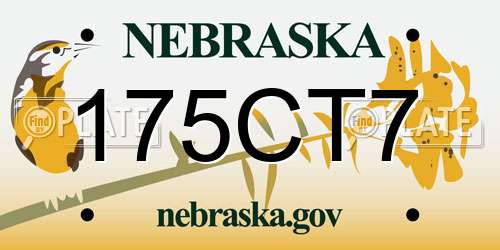 175CT7 Nebraska License Plate