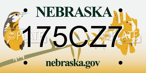 175CZ7 Nebraska License Plate