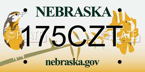 175CZT Nebraska License Plate