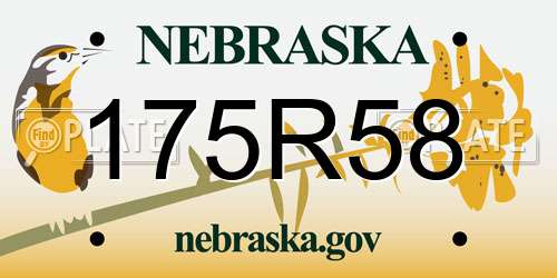 175R58 Nebraska License Plate