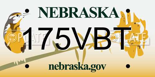 175VBT Nebraska License Plate