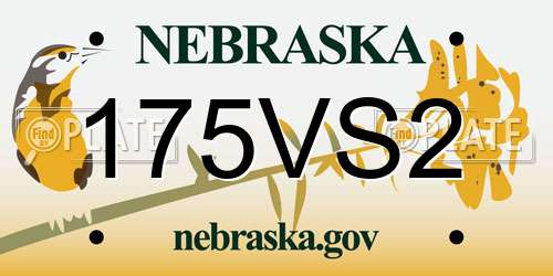 175VS2 Nebraska License Plate