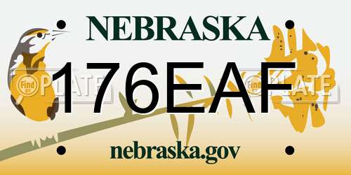176EAF Nebraska License Plate
