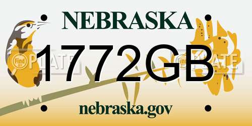 1772GB Nebraska License Plate
