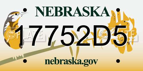 17752D5 Nebraska License Plate