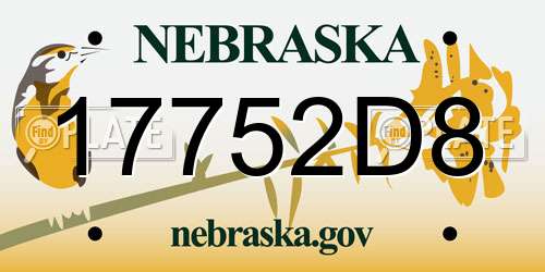 17752D8 Nebraska License Plate