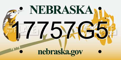 17757G5 Nebraska License Plate