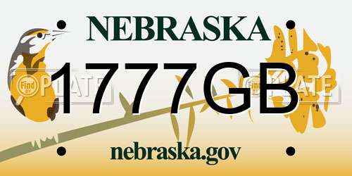 1777GB Nebraska License Plate