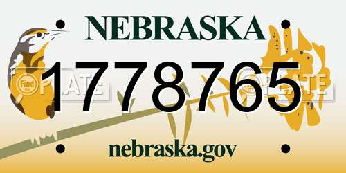 1778765 Nebraska License Plate
