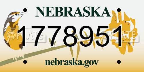 1778951 Nebraska License Plate