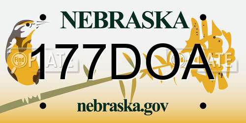 177DOA Nebraska License Plate