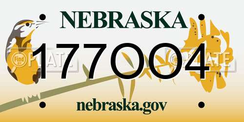 177OO4 Nebraska License Plate