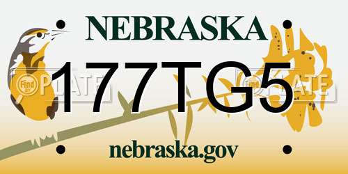 177TG5 Nebraska License Plate