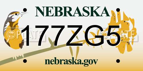 177ZG5 Nebraska License Plate
