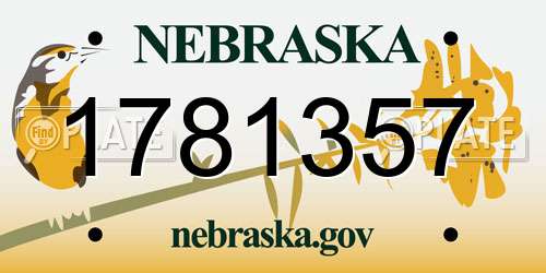 1781357 Nebraska License Plate