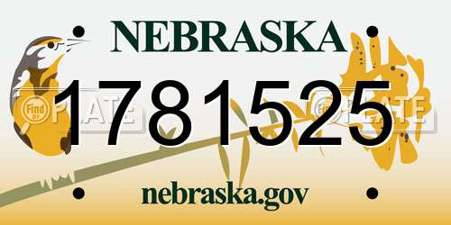 1781525 Nebraska License Plate