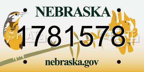 1781578 Nebraska License Plate