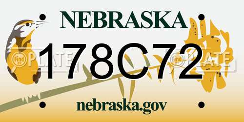 178C72 Nebraska License Plate