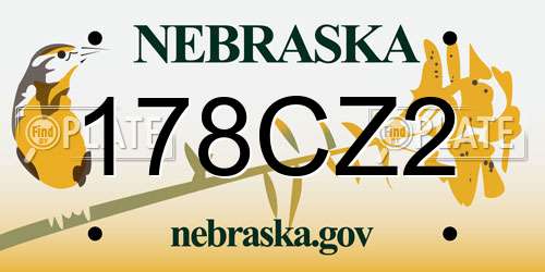 178CZ2 Nebraska License Plate