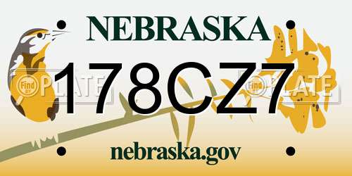 178CZ7 Nebraska License Plate