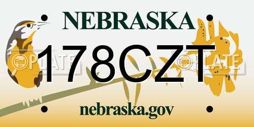 178CZT Nebraska License Plate