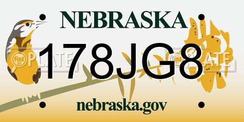 178JG8 Nebraska License Plate