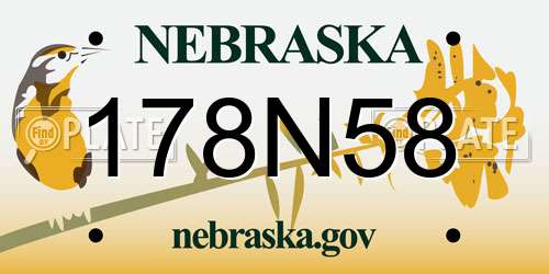 178N58 Nebraska License Plate