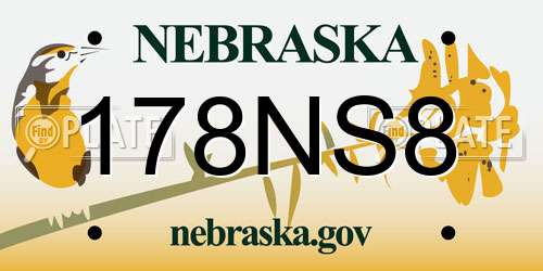 178NS8 Nebraska License Plate