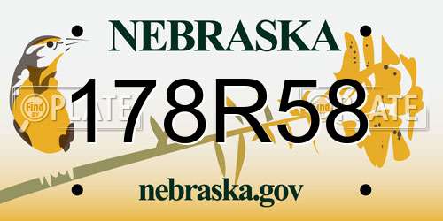 178R58 Nebraska License Plate