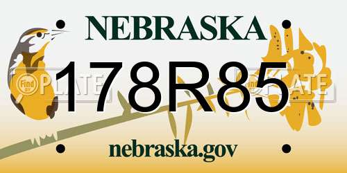 178R85 Nebraska License Plate