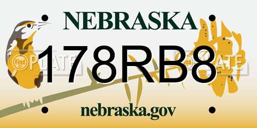 178RB8 Nebraska License Plate