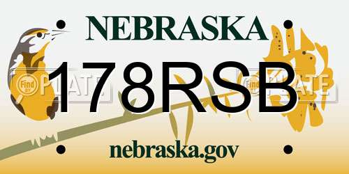 178RSB Nebraska License Plate