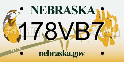 178VB7 Nebraska License Plate