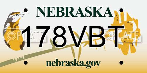 178VBT Nebraska License Plate