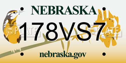 178VS7 Nebraska License Plate